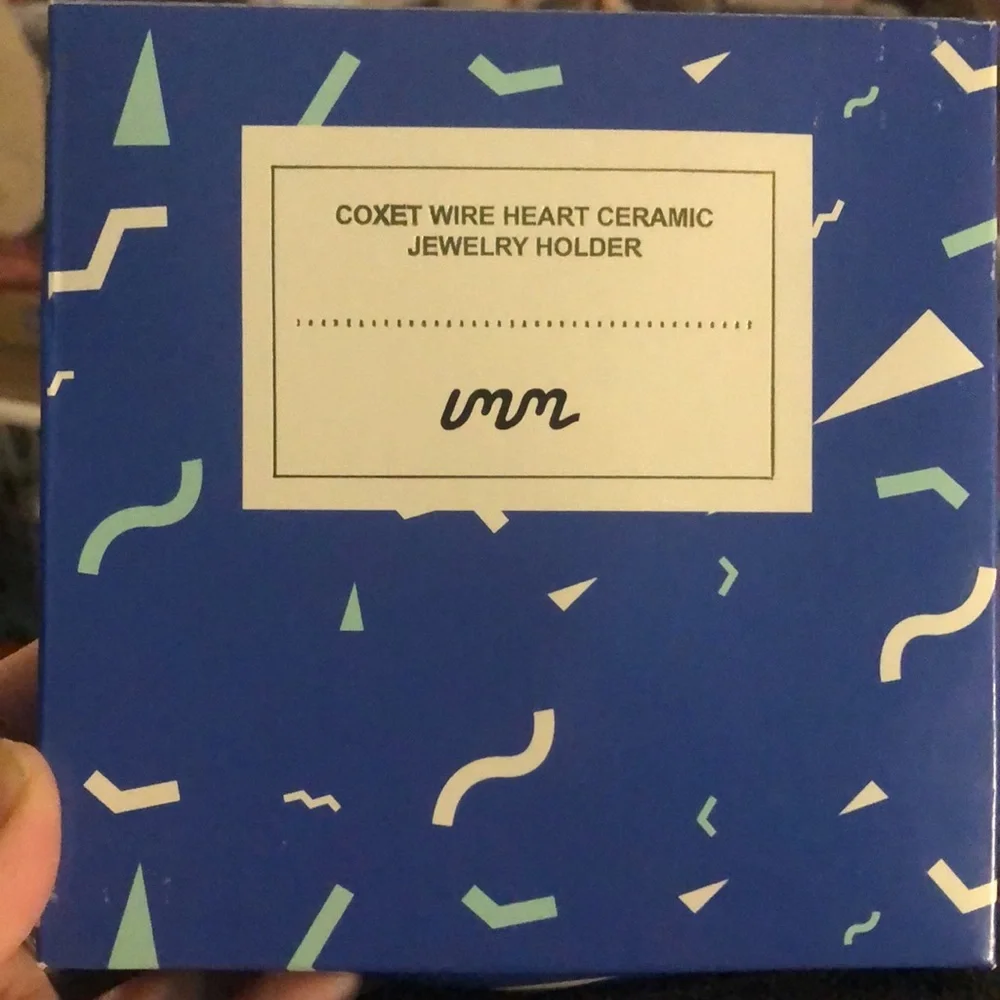 New Imm Living COXET WIRE HEART CERAMIC JEWELRY HOLDER